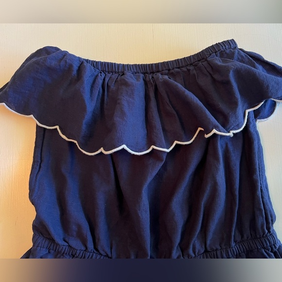 Vineyard Vines Womens Navy Strapless Ruffled Scalloped Romper Size XS - Picture 7 of 14